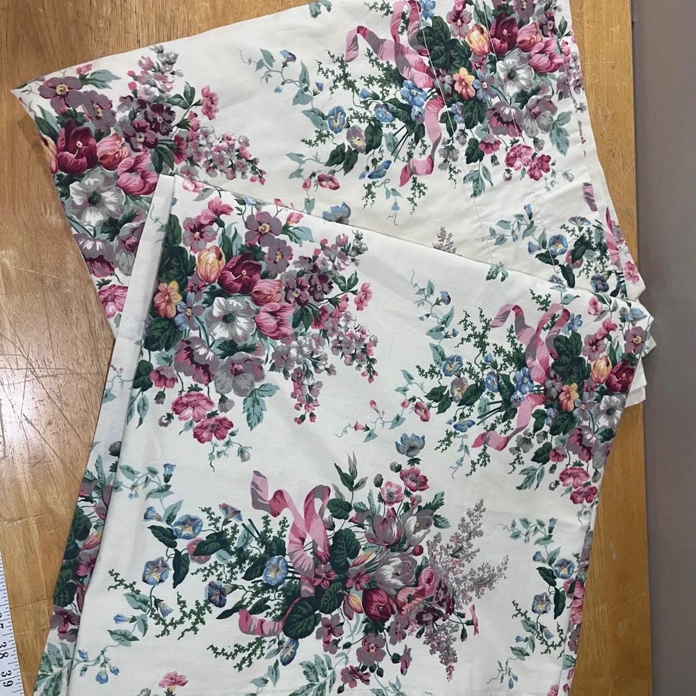 Vtg Croscill English Garden Floral Curtain Panels Set of 2 Cottagecore 40x84
